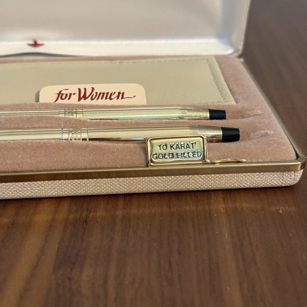 Cross For Women 1/20 10kt Gold Filled Pen & Pencil Set w/ Pouch, Case & Papers